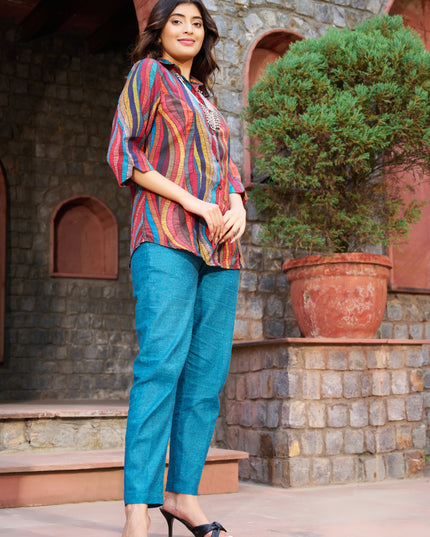 Printed Shirt Collection – Multicolored Cotton Blend Fabric