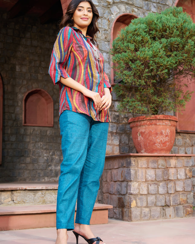 Printed Shirt Collection – Multicolored Cotton Blend Fabric