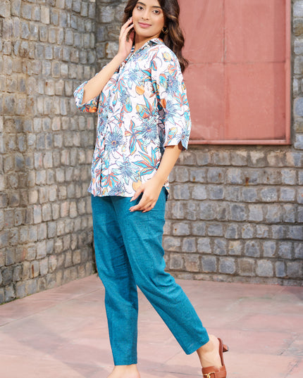Printed Shirt Collection – Blue Cotton Blend Fabric