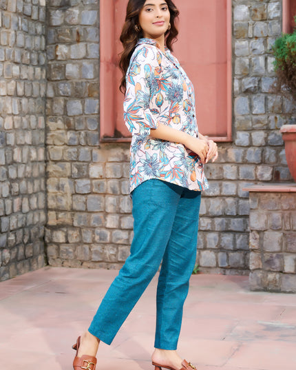 Printed Shirt Collection – Blue Cotton Blend Fabric