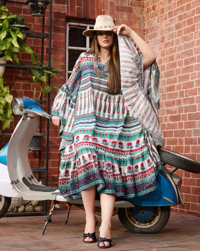 Butterfly Kaftan Dress in Cotton