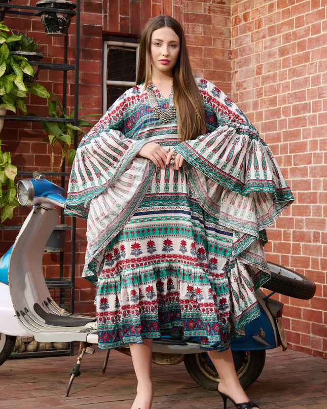Butterfly Kaftan Dress in Cotton