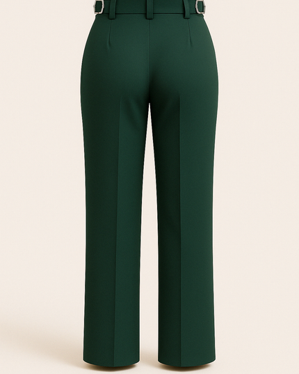 Green women's work wear straight Viscose Lycra Pants
