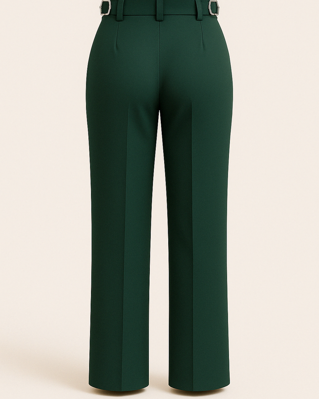 Green women's work wear straight Viscose Lycra Pants