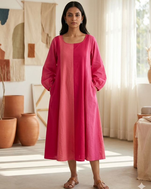 The A line Swing Dress — Color-Blocked Paneled Silhouette