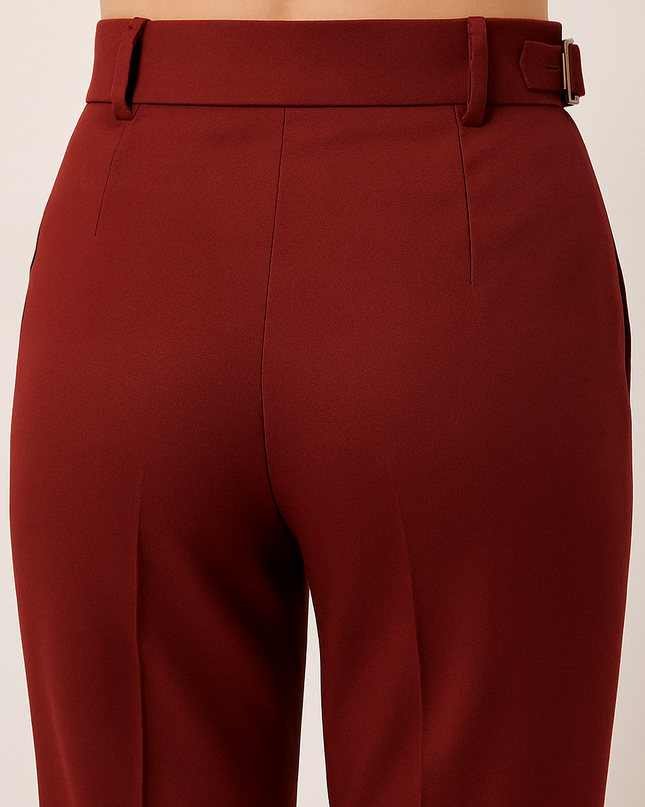 Wine women's work wear straight Viscose Lycra Pants