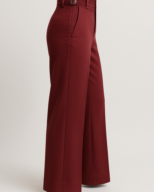 Wine women's work wear straight Viscose Lycra Pants
